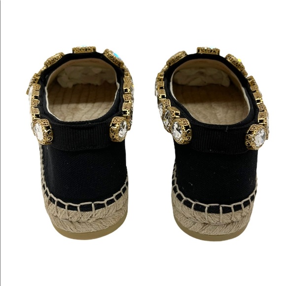 Gucci New Crystals Jewels Black Canvas Espadrilles Sz. US 5.5 - Picture 12 of 16